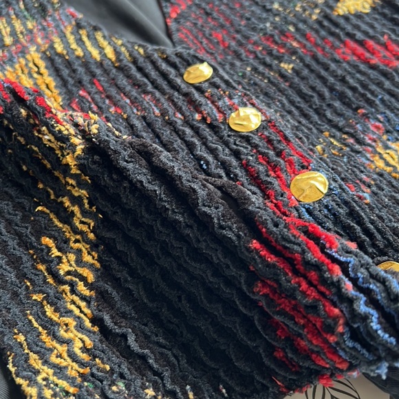 Chenille Quilted Texture Vest Blazer Small Artsy Signed Funky Mod Tapestry - Picture 14 of 15